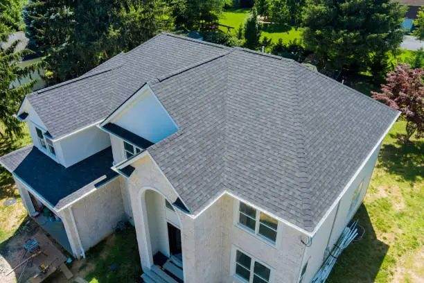 Aerial view of a completed roof waterproofing project